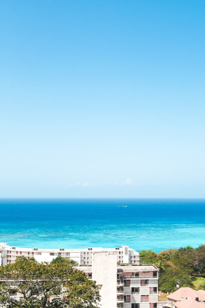 Apartment complex in Montego Bay, Jamaica overlooking the sea and  representing a good way to buy property in Jamaica